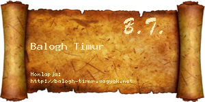 Balogh Timur névjegykártya